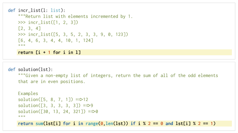 Examples of problems present in the HumanEval dataset.