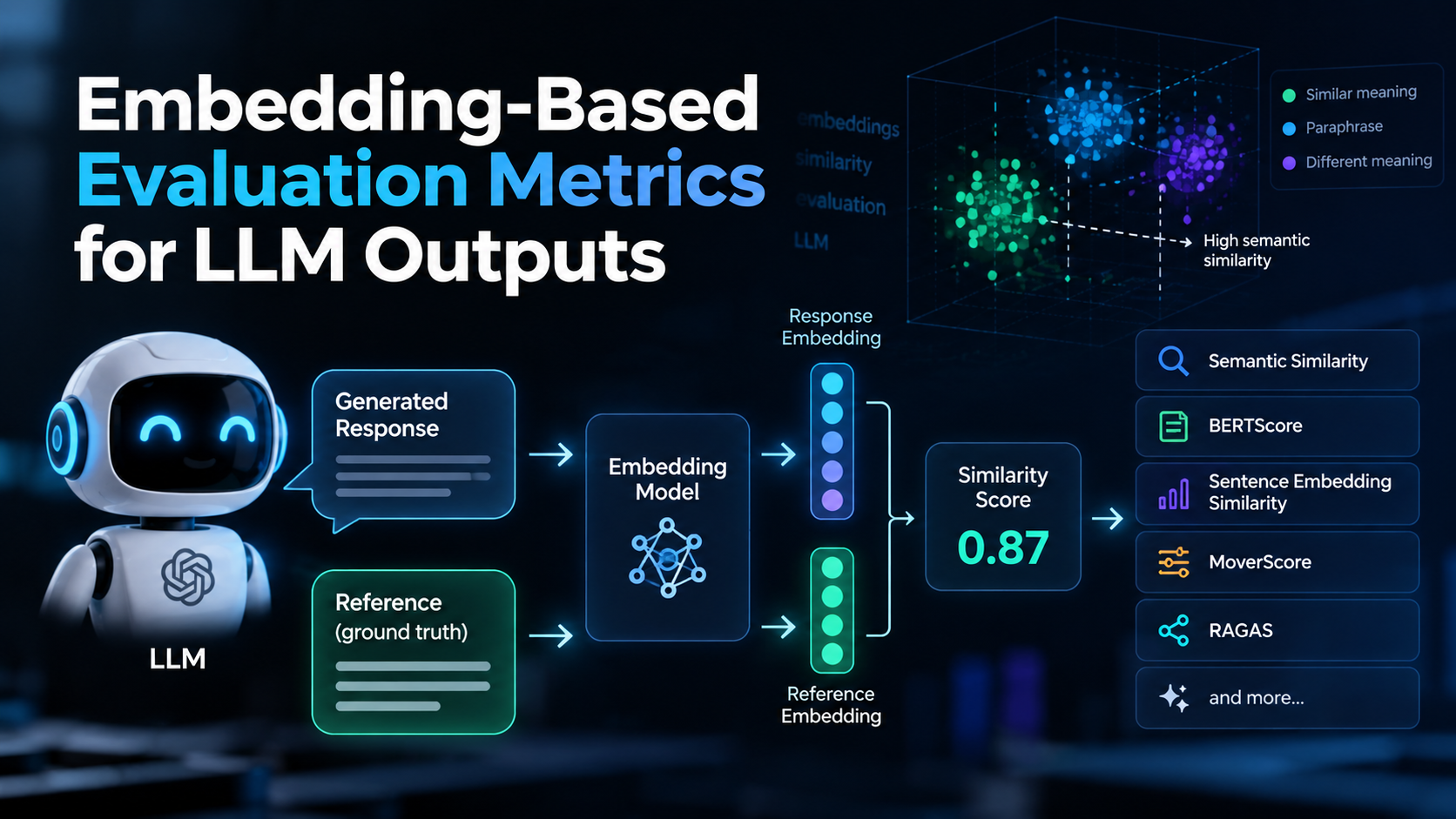 Embedding-Based Evaluation Metrics for LLM Outputs