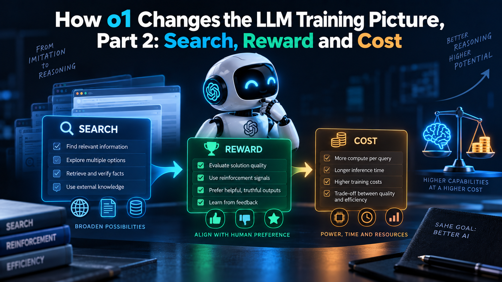 How o1 Changes the LLM Training Picture, Part 2: Search, Reward and Cost